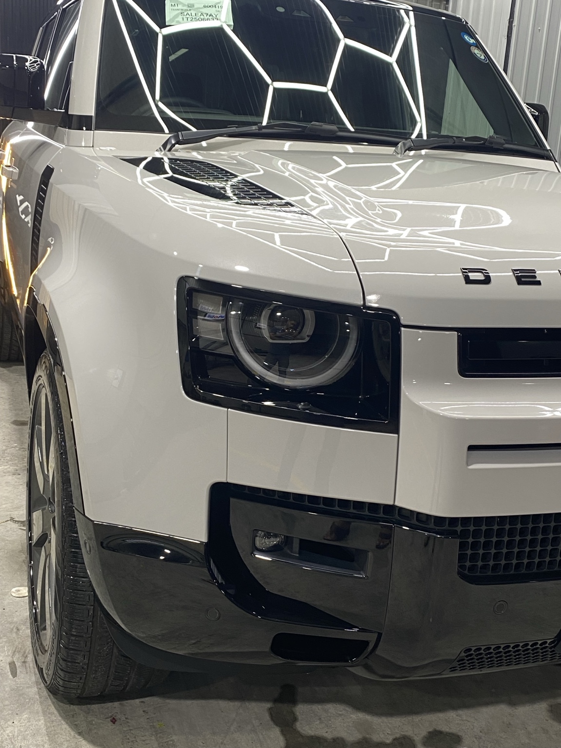 White Defender close-up with protected finish